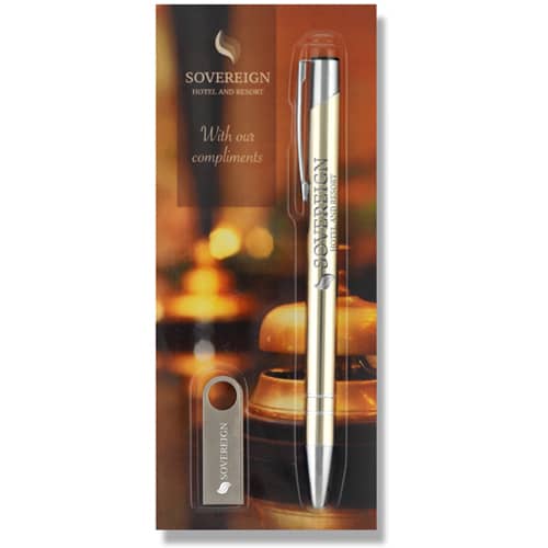 Promotional Electra Metal Ballpen and USB Sets for Business Gifts