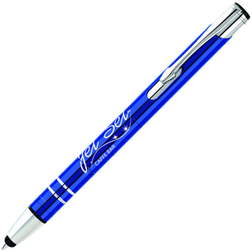 Promotional Electra Stylus Ballpens in Dark Blue Printed with a Logo by Total Merchandise