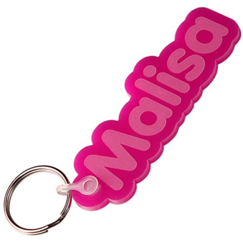 Any Shape Embossed Acrylic Keyrings in Pink with Your Logo from Total Merchandise