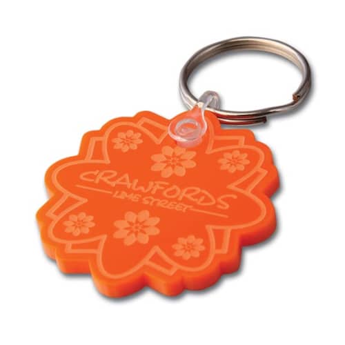 Any Shape Embossed Acrylic Keyrings in Orange