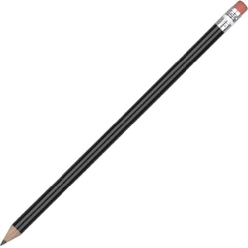 Promotional FSC Wooden Pencil with Eraser in Black from Total Merchandise