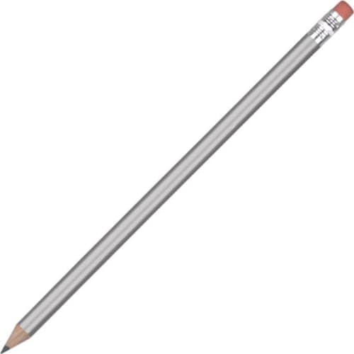 Custom Printed FSC Wooden Pencil with Eraser in Silver from Total Merchandise