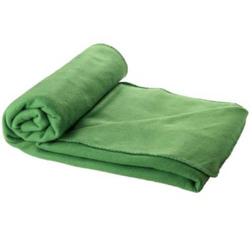 Logo branded Fleece Blanket with Pouch in green from Total Merchandise