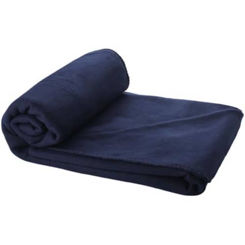 Custom branded Fleece Blanket with Pouch in navy from Total Merchandise