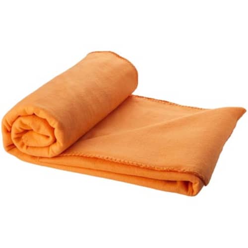 Company branded Fleece Blanket with Pouch in orange from Total Merchandise