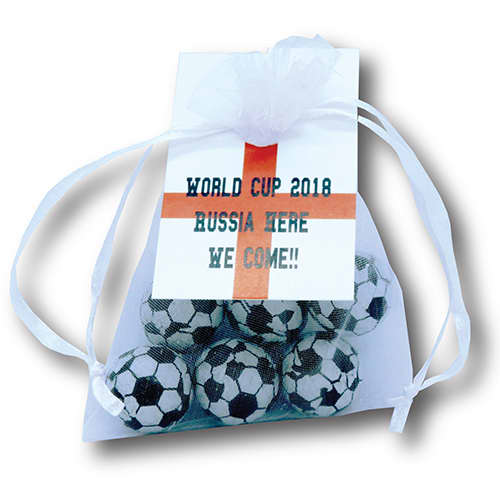 Promotional Foiled Chocolate Football Organza Bags for Company Giveaways