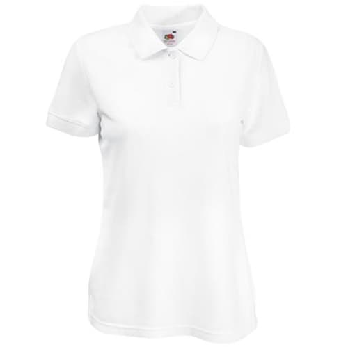 Corporate Branded Fruit of the Loom Lady Fit Polo Shirts in White from Total Merchandise