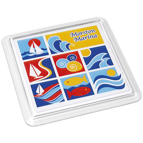 Personalised Full Colour Acrylic Square Coasters for Desktop Advertising