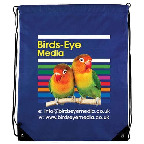 Full Colour Printed Drawstring Bags in Medium Blue