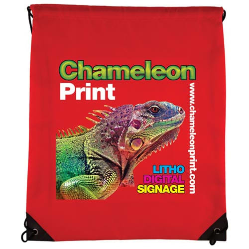 Full Colour Printed Drawstring Bags in Red