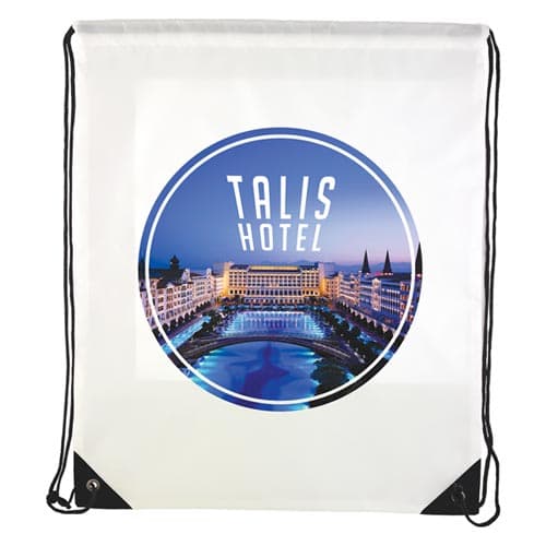 Full Colour Printed Drawstring Bags in White