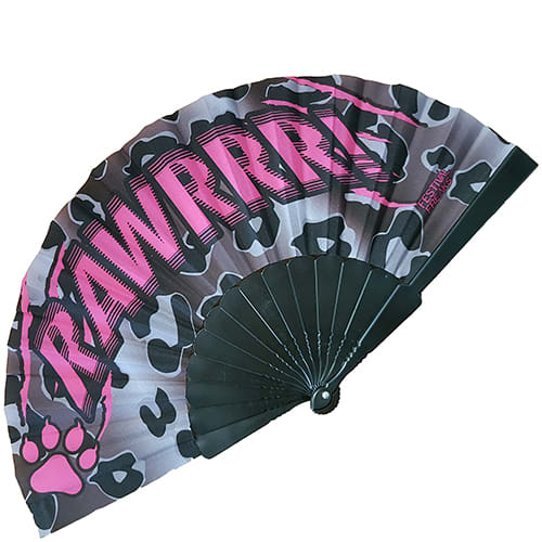 Custom Printed Full Colour Fabric Folding Fans in Black from Total Merchandise