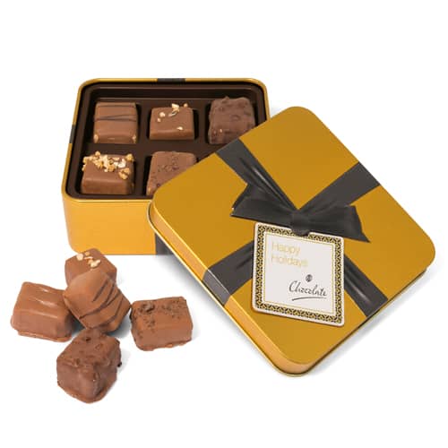 Gold Small Square Chocolate Tins