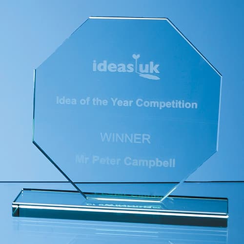 Personalised Jade Glass Octagon Awards for Corporate Gifts