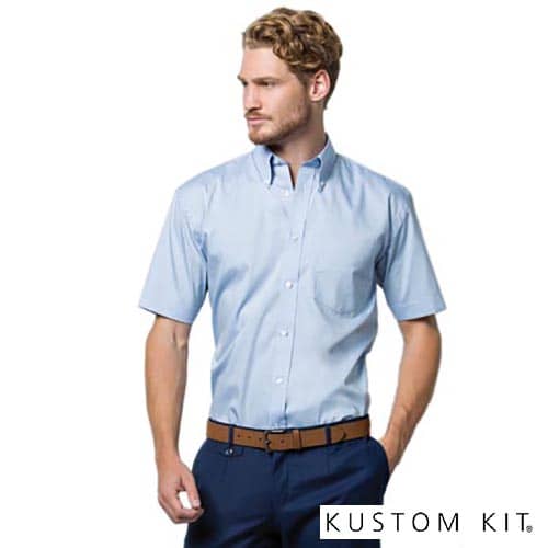 Kustom Kit Men's Short Sleeve Shirts in Light Blue