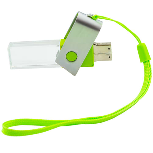 LED Crystal Twist USB Flashdrives in Green