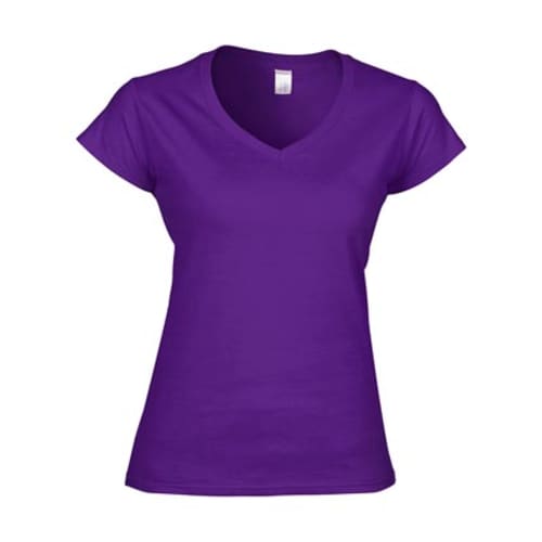 Ladies Gildan V-Neck T-Shirts in Purple