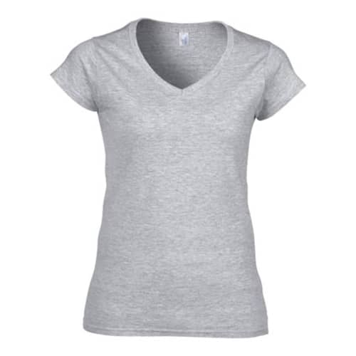 Ladies Gildan V-Neck T-Shirts in Grey