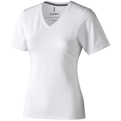 Custom Printed Ladies V Neck Organic T-Shirts in White with Logo from Total Merchandise