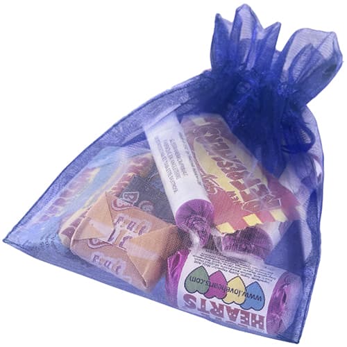 Large Organza Bags with Retro Sweets in Blue