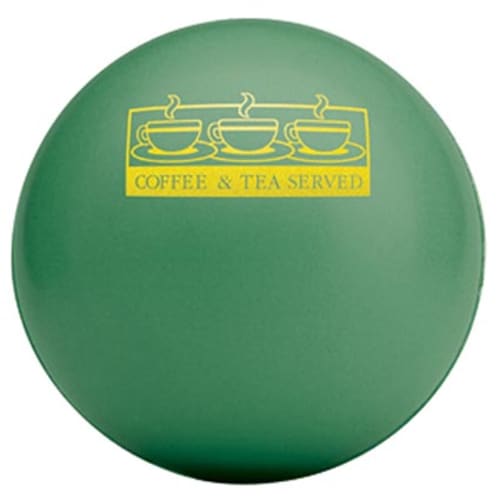 Custom printed green Low Cost Stress Balls with a logo printed to 1 side from Total Merchandise