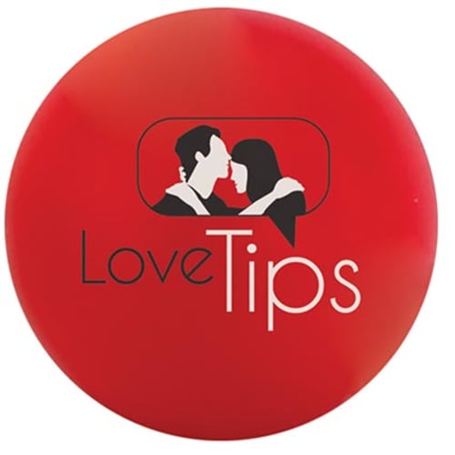 Red colour logo printed Low Cost Stress Balls  from Total Merchandise