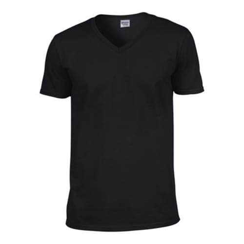 Mens Gildan Soft Style V-Neck T-Shirts in Black