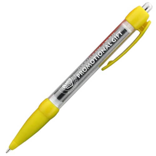 Custom Printed Message Banner Ballpens in Yellow with Pull Out Banner from Total Merchandise