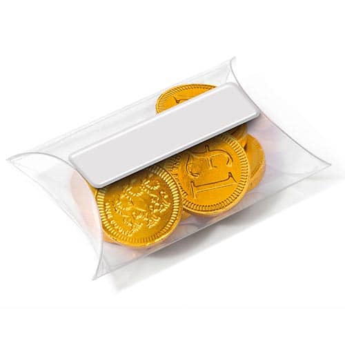 Each of these branded Christmas gifts contains 8 chocolate coins, with your branding printed on the label.