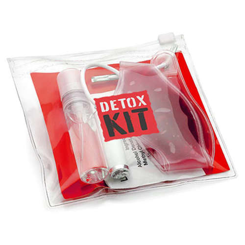 Promotional  Mini Hang Over Kits in Red with Printed Logo from Total Merchandise