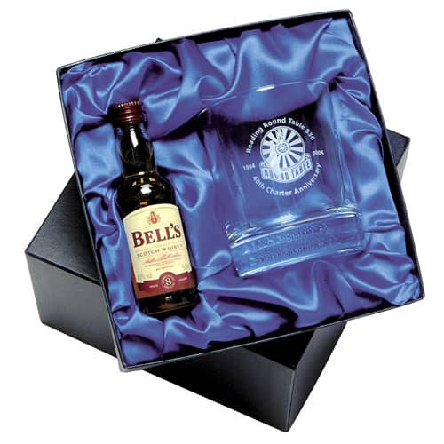 Branded Miniature Bells Whiskey Gift Sets Engraved with your Design by Total Merchandise