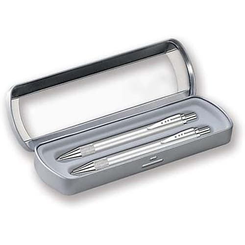 Monaco Pen and Pencil Sets in Silver