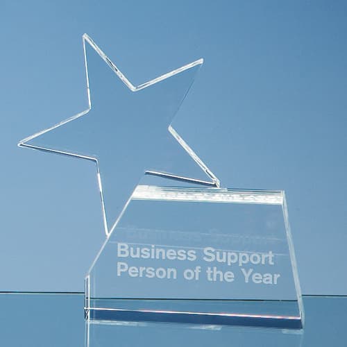 Personalised Optical Crystal Rising Star Awards for Event Gifts