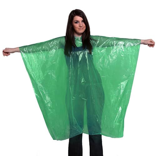 LDPE Disposable Rain Poncho in Green