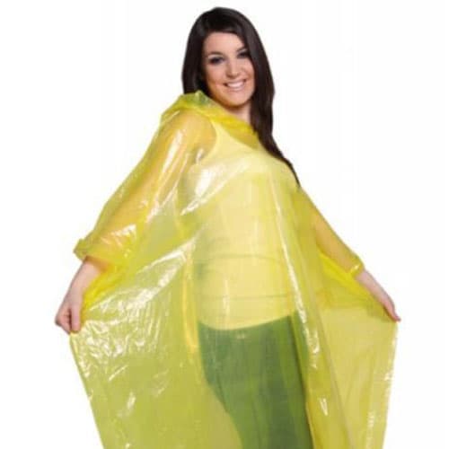 LDPE Disposable Rain Poncho in Yellow