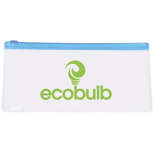 Promotional PVC Transparent Pencil Case in Transparent/Light Blue from Total Merchandise