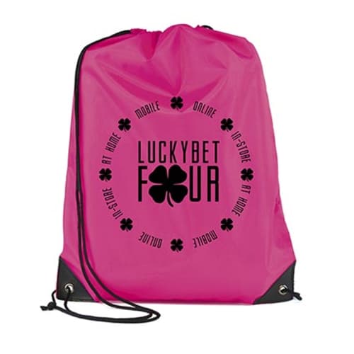 Logo branded Polyester Drawstring in Pink  from Total Merchandise