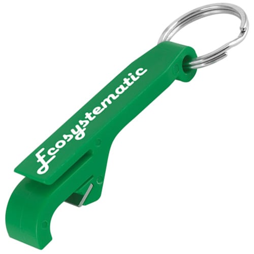 UK Branded Plastic Bottle Opener Keyrings in Green from Total Merchandise