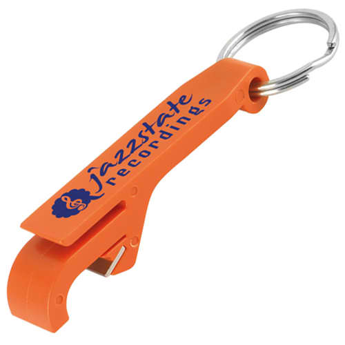 UK Branded Plastic Bottle Opener Keyrings in Orange from Total Merchandise