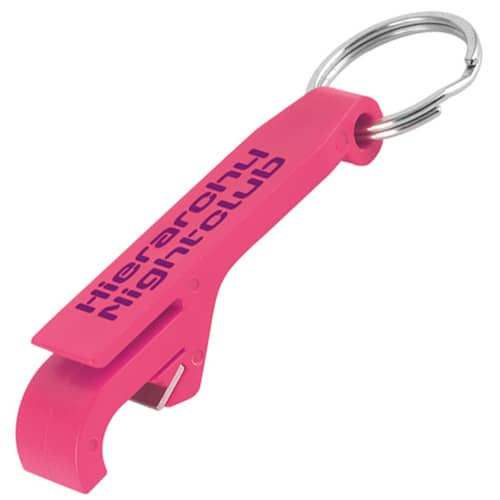 UK Branded Plastic Bottle Opener Keyrings in Pink from Total Merchandise