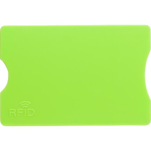 Company logo printed Plastic RFID Card Protectors available in lime from Total Merchandise