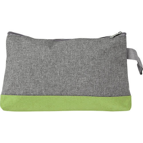 Promotional Poly Canvas Toiletry Bags in grey with lime trim from Total Merchandise