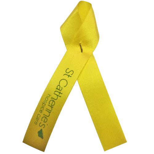 Custom branded Campaign Ribbons in yellow from Total Merchandise