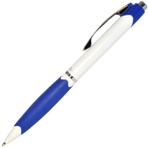 PromoMate Plunge Ballpens in White/Blue