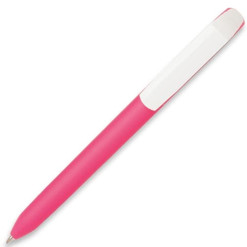 Pure Soft White Clip Ballpens in Bright Pink