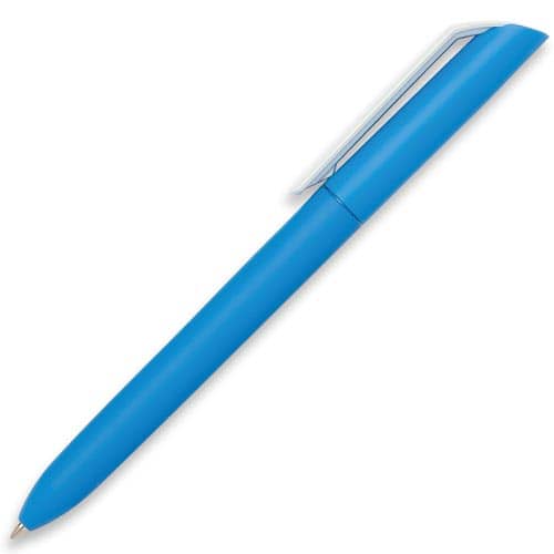 Pure Soft White Clip Ballpens in Light Blue