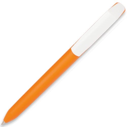 Pure Soft White Clip Ballpens in Orange