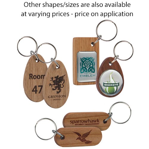 Choice of Shapes and Branding Options for Real Wood Oblong Keyrings from Total Merchandise