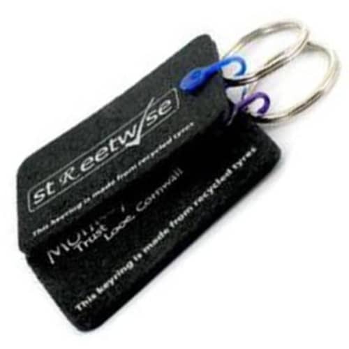 Recycled Tyre Rectangle Key Fobs