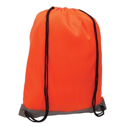 Promotional Reflective Drawstring Backpacks in Orange Printed with a Logo by Total Merchandise